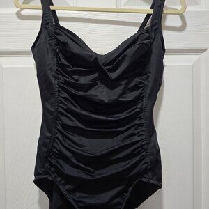 Croft & Barrow Swimsuit Womens Black One Piece 10 Flattering